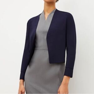 MM LaFleur Sant Anbroeus Jardigan Cardigan Women’s Size +3 Navy Blue Cropped